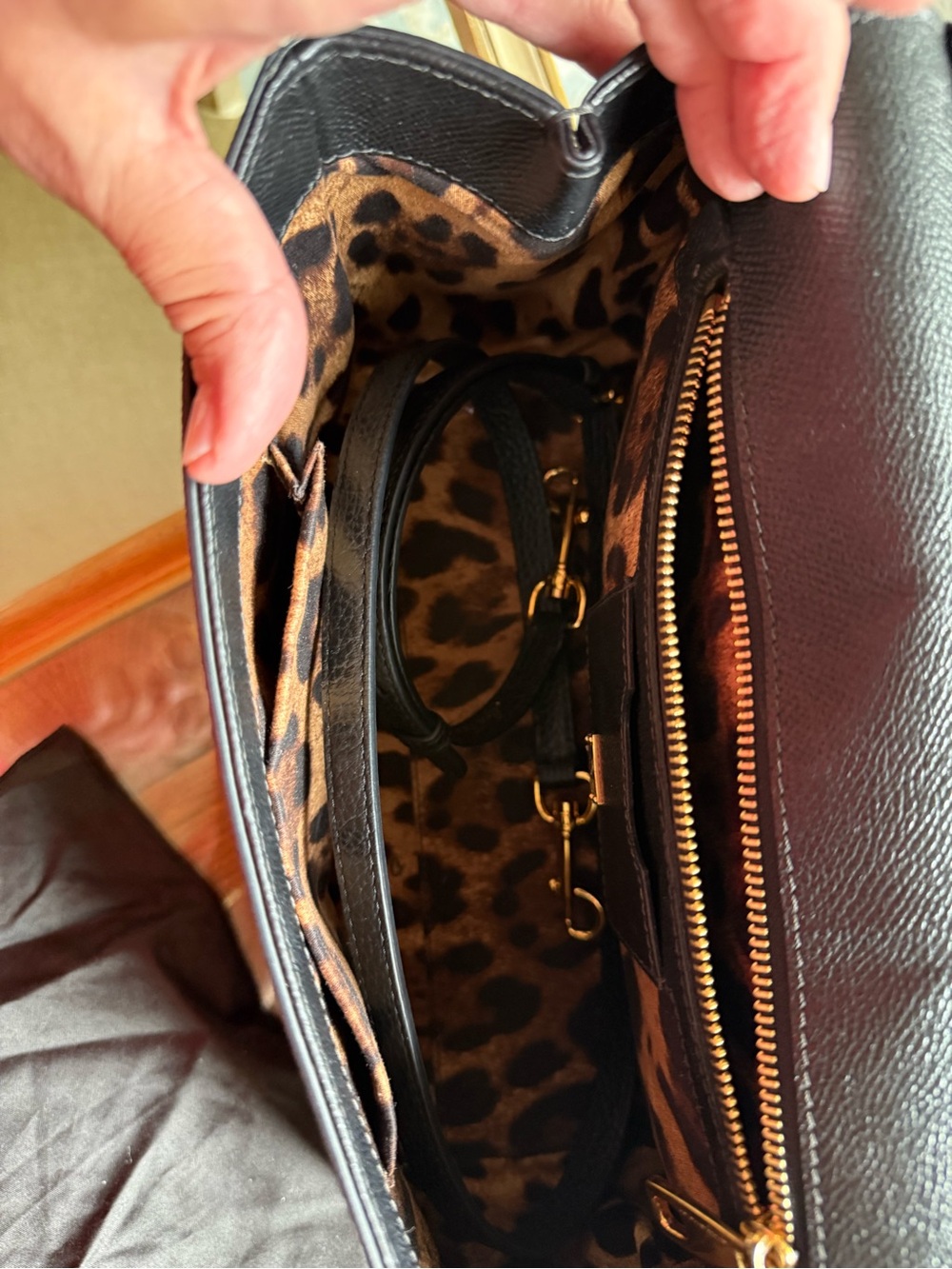 Dolce & Gabbana Black Saffiano Leather Top-Handle Satchel with Gold Hardware - Picture 3 of 9